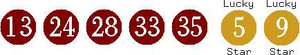 13 24 28 33 35 (05 09)