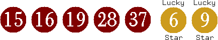 15 16 19 28 37 (06 09)