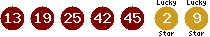 13 19 25 42 45 (02 09)