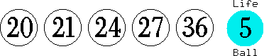 20 21 24 27 36 (05)
