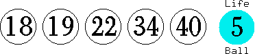 18 19 22 34 40 (05)
