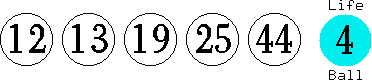 12 13 19 25 44 (04)