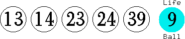 13 14 23 24 39 (09)