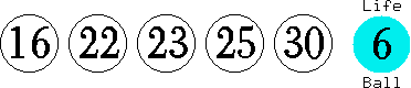 16 22 23 25 30 (06)