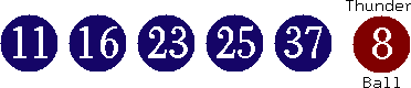 11 16 23 25 37 (08)