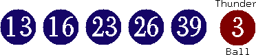 13 16 23 26 39 (03)