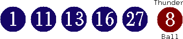 01 11 13 16 27 (08)