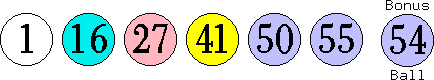 01 16 27 41 50 55 (54)