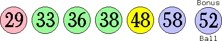 29 33 36 38 48 58 (52)