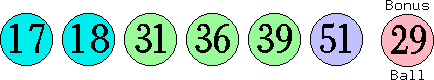 17 18 31 36 39 51 (29)