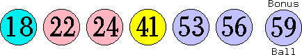 18 22 24 41 53 56 (59)