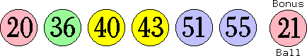 20 36 40 43 51 55 (21)