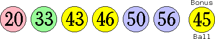 20 33 43 46 50 56 (45)