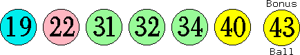 19 22 31 32 34 40 (43)