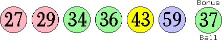 27 29 34 36 43 59 (37)
